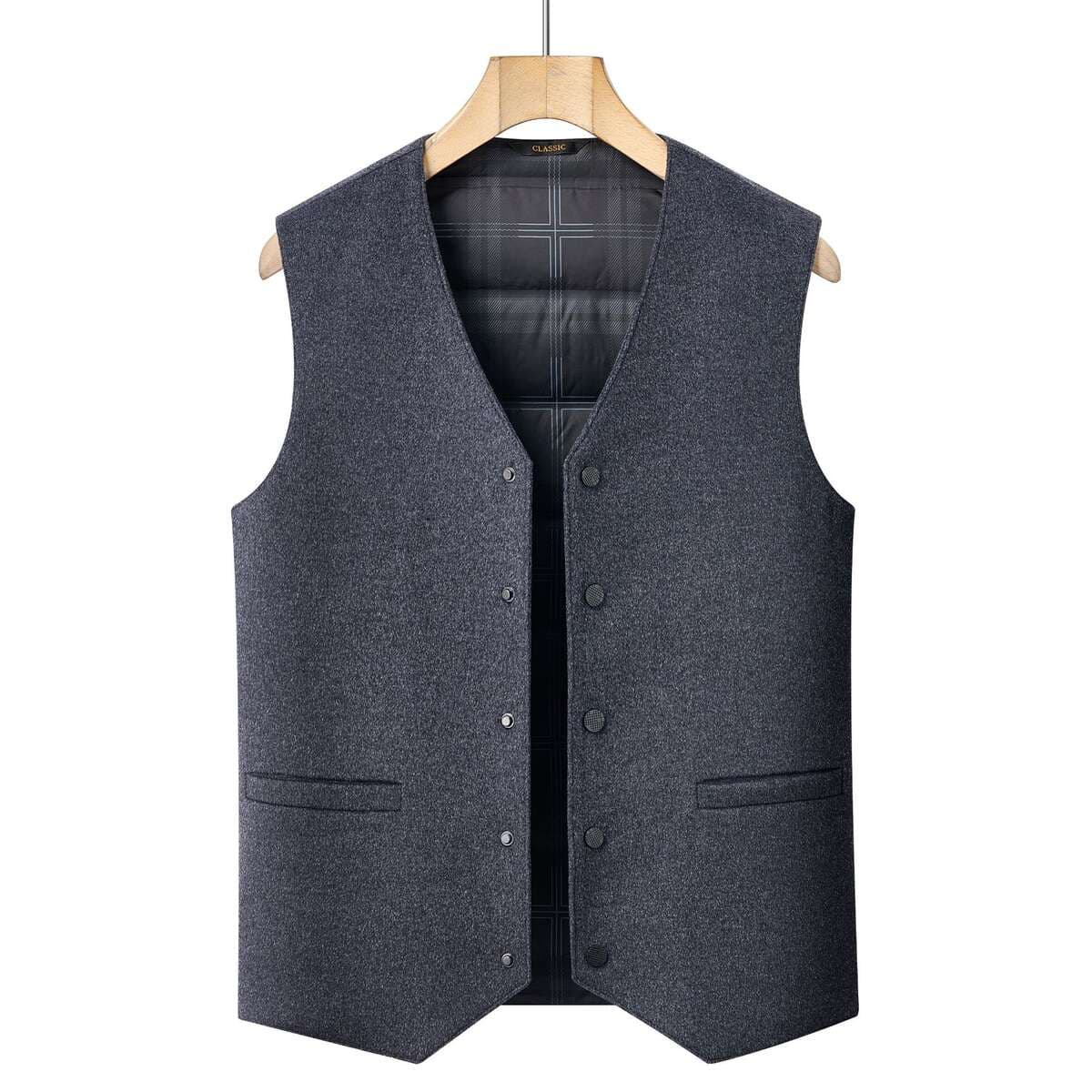 Men's Goose down Vest, New Autumn and Winter Style, Sleeveless, Single-Breasted, V-Neck, Warm Vest, Men's Cardigan, Dad's Outfit 3