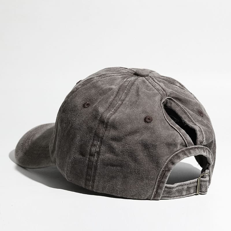 Washed ponytail cap/Curry