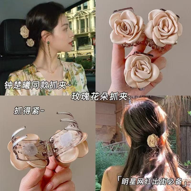 6003 heart-beating flower clip coffee color