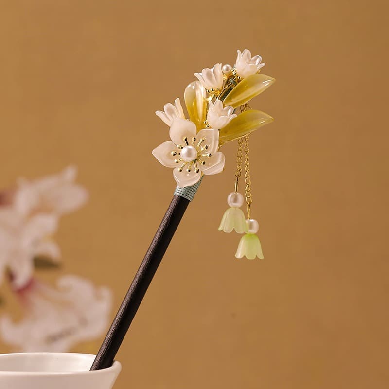 Lily of the valley hairpin emerald green