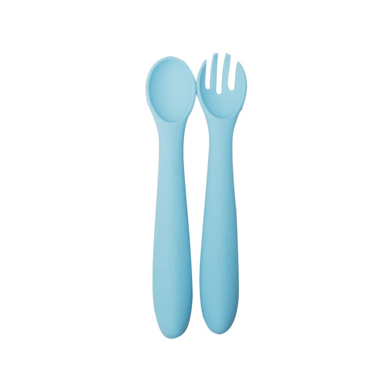 Silicone fork spoon blue