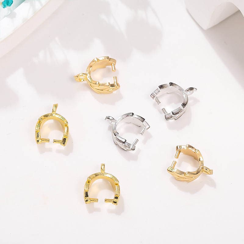 Alloy Electroplated Leaf-Shaped Fixed Clip U-Shaped Melon Seed Buckle DIY Necklace Bracelet Jewelry Accessories Material Wholesale 1
