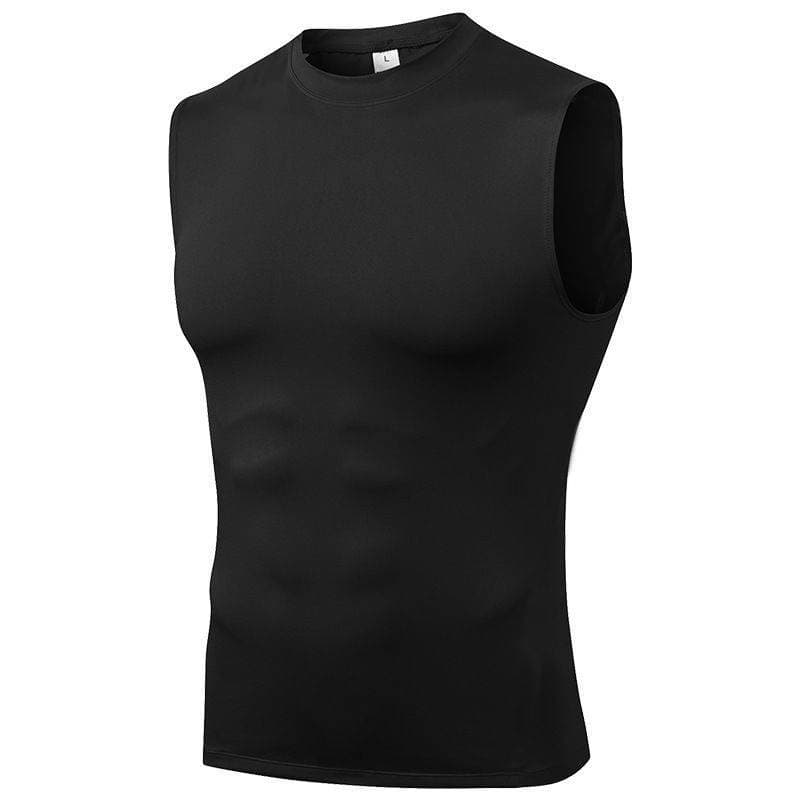 Kişilər üçün Pro Fitnes sıx kəsimli, tez quruyan, bərk rəngli idman jileti (qaçış və məşq üçün). 5
