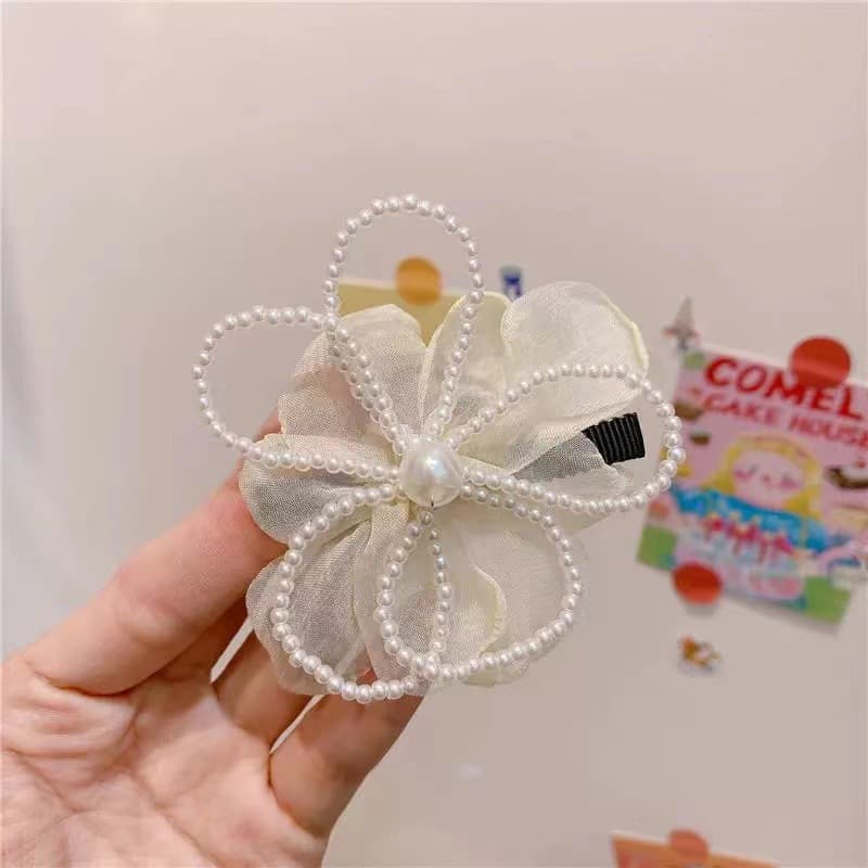 5086 irregular flower hair clip-beige