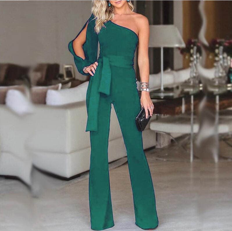 2024 Summer and Autumn Cross-border Explosions Amazon New Women's Shoulder High Waist Lace-up Solid Color Slim-fit Sexy Pants 3