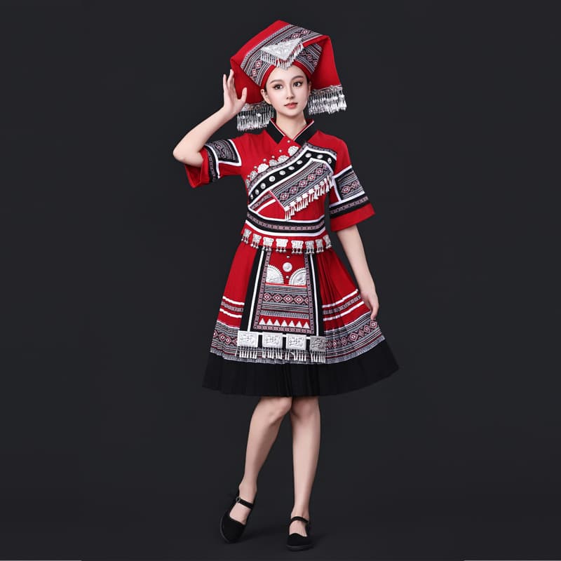 Yjx 056 women's red skirt suit + fan-shaped headwear