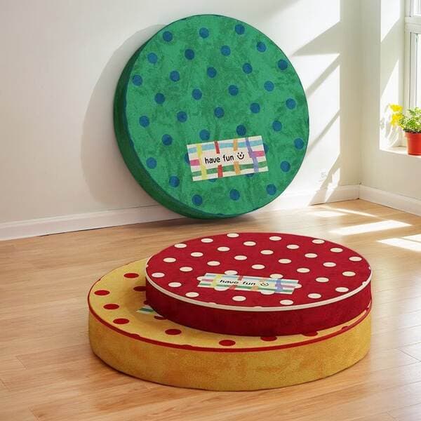 Retro Nöqtəli Futon Yumşaq Yastıq, Çıxarıla və Yuyula Bilən, Sürüşməyən, Qonaq Otağı/Balkon/Tatami üçün