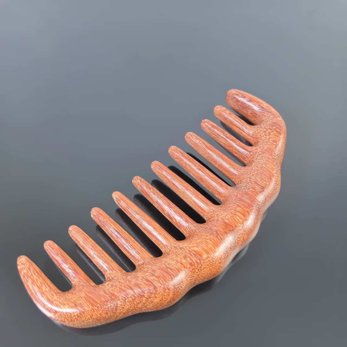 Dragon and phoenix sandalwood multi-tooth half moon massage comb