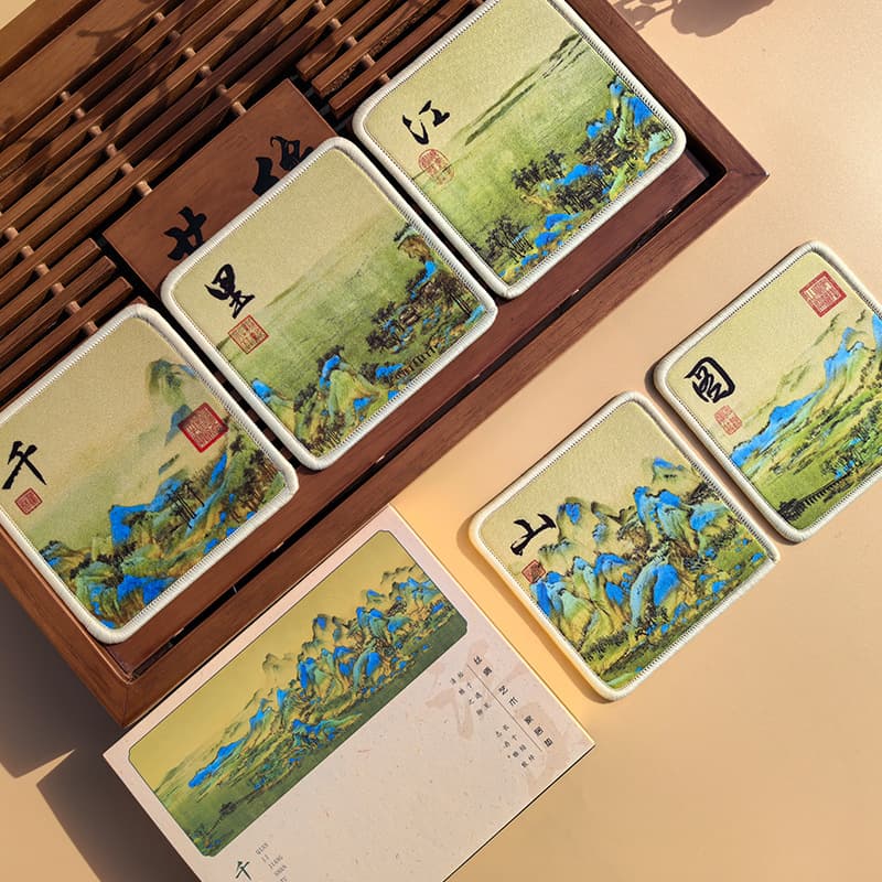 5 pieces of pictures of thousands of miles of rivers and mountains [gift box + gift bag + chinese and english]