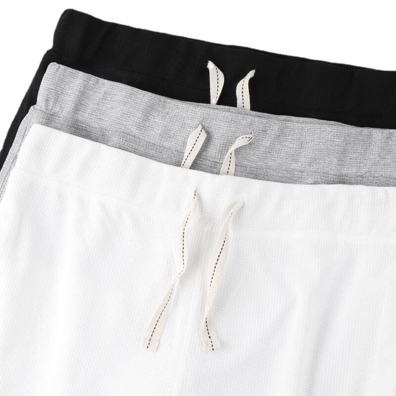Summer New Style 270g Japanese Style Heavyweight Casual Loose Waffle Shorts Sweatpants for Men and Women Couples Pure Color Five-Quarter Pants 5