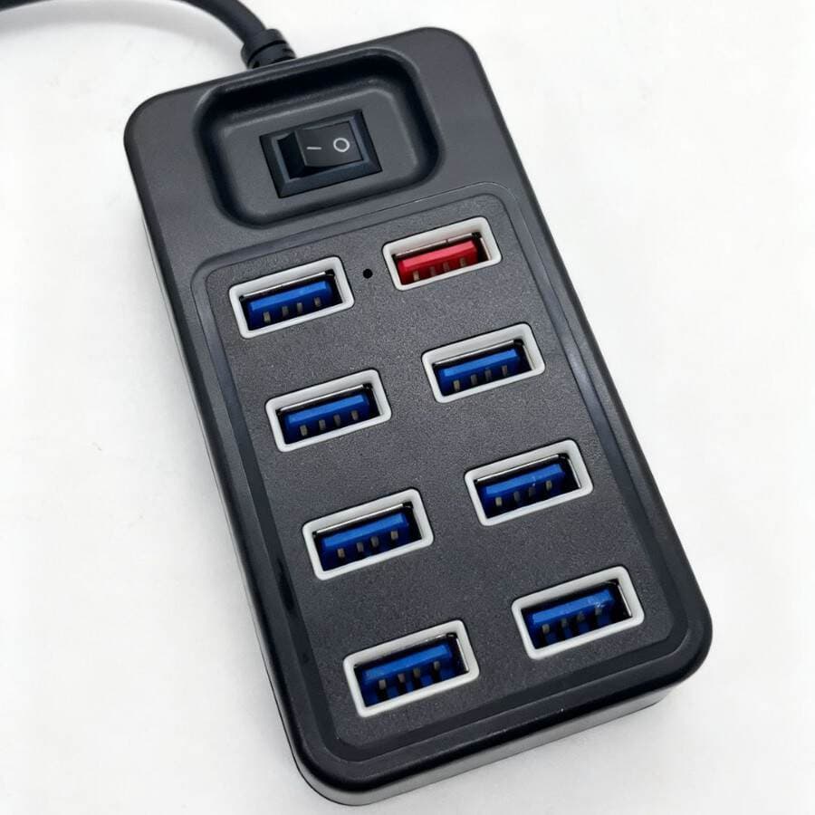 8 Portlu USB Hub, Açarlı, USB 3.0 Yüksək Sürətli və Ağıllı Sürətli Şarj 5
