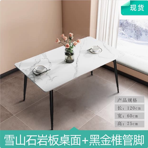 Snow mountain white 120*60+black spinal tube table legs