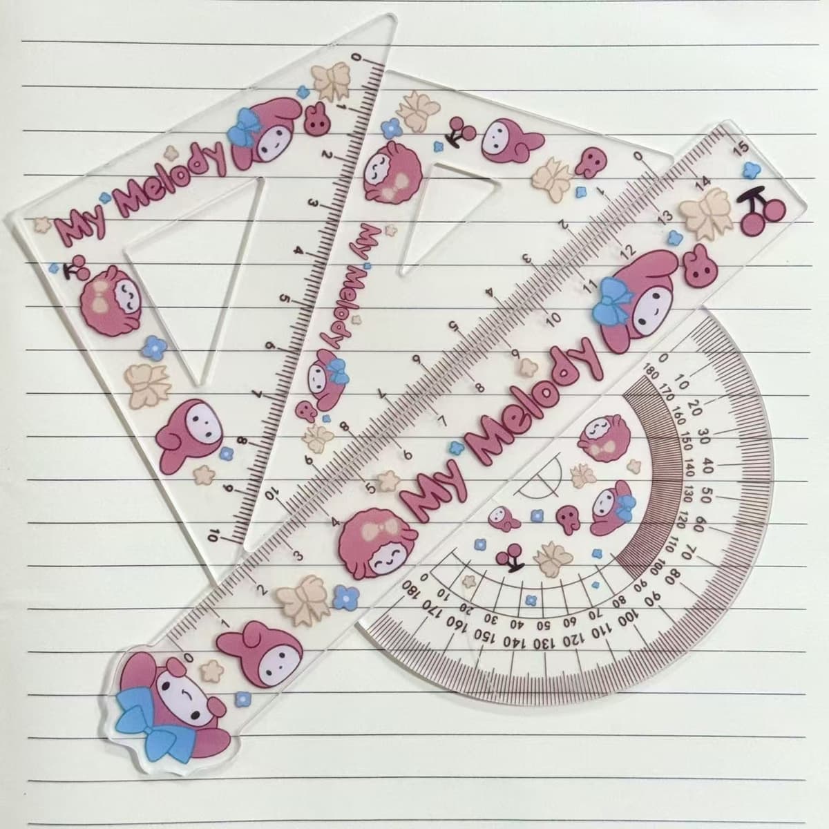 Melody dessert style transparent ruler set