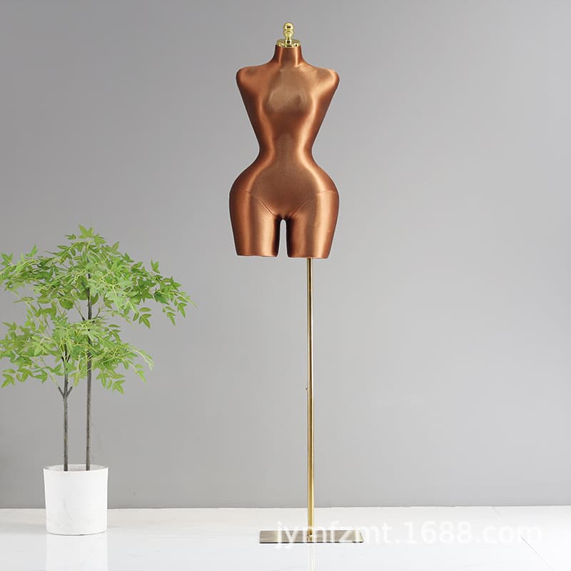 European and american plus size female model + brushed gold square---brown