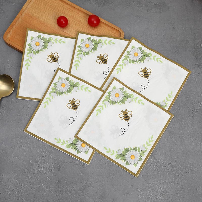 Home Room restaurant factor napkin cartoon style bee pattern multi-purpose napkin new creative printing tissue 4
