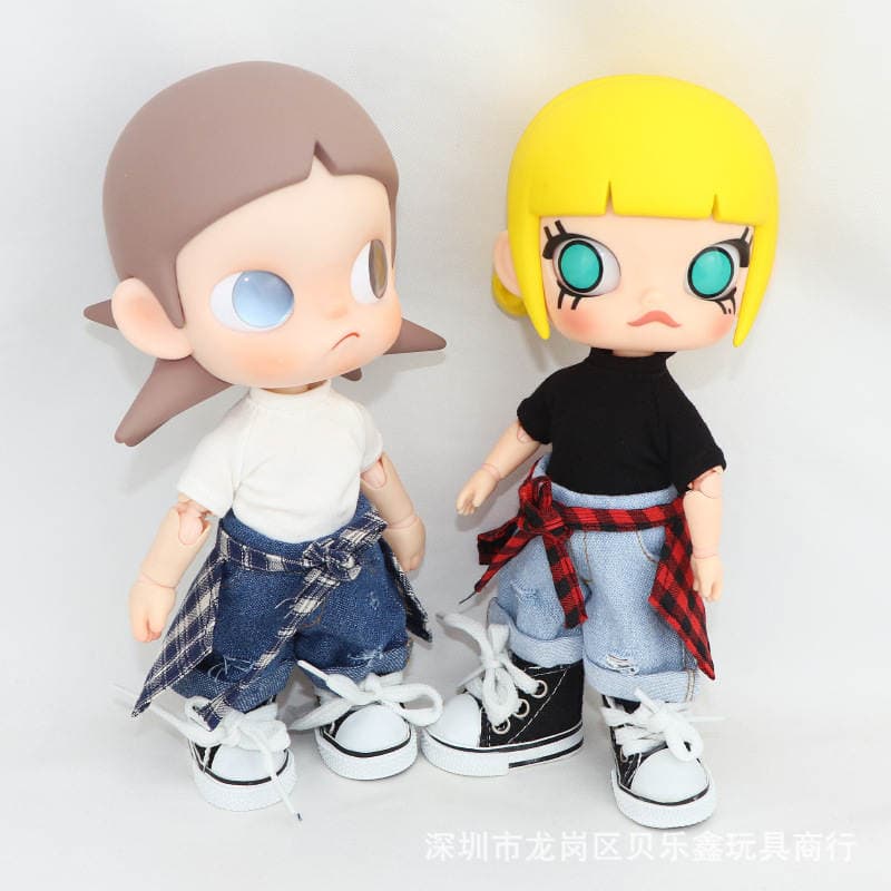 Compatible with Trendy Labubu Toys of the First, Second, and Third Generations, Gazi Sister Zsiga 1/8 Scale Movable Figures, Cool and Stylish Doll Clothes 1
