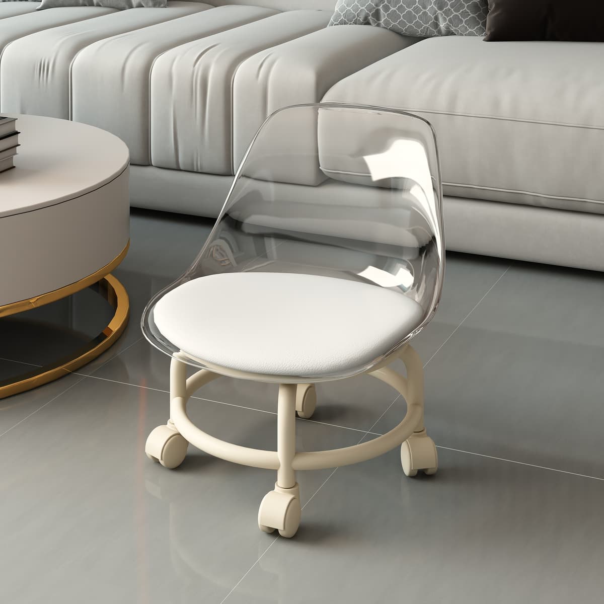 Transparent white plastic wheel