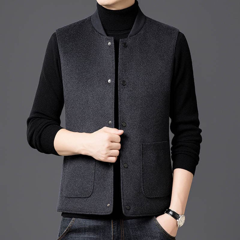 2025 Winter New Men's Casual Vest, Solid Color, Slim Fit, Thickened Sleeveless Vest for Inner Wear 3