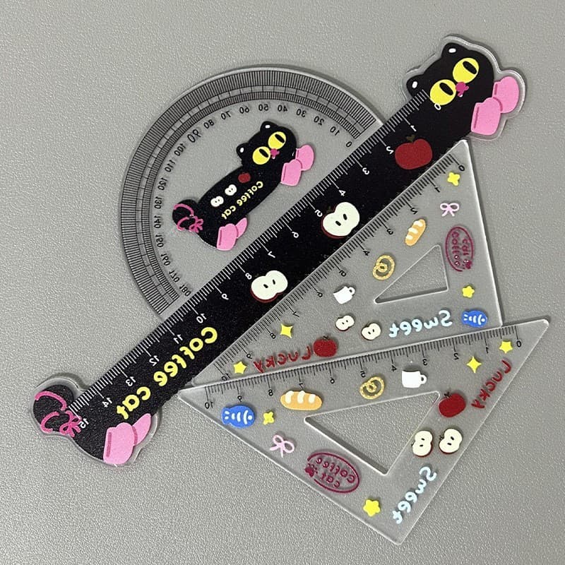 Black kitten ruler set