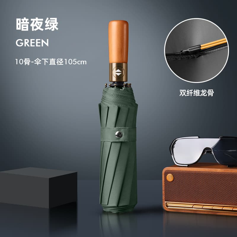 Automatic wooden handle 20 strands [thick vinyl] [dark green]