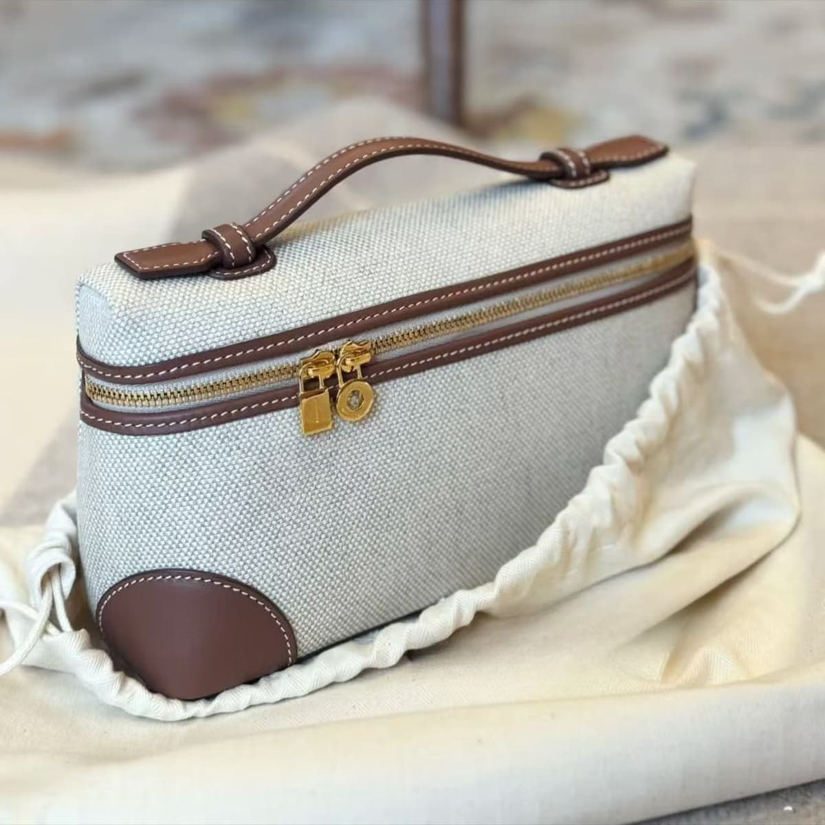 Linen Brown Gold Buckle