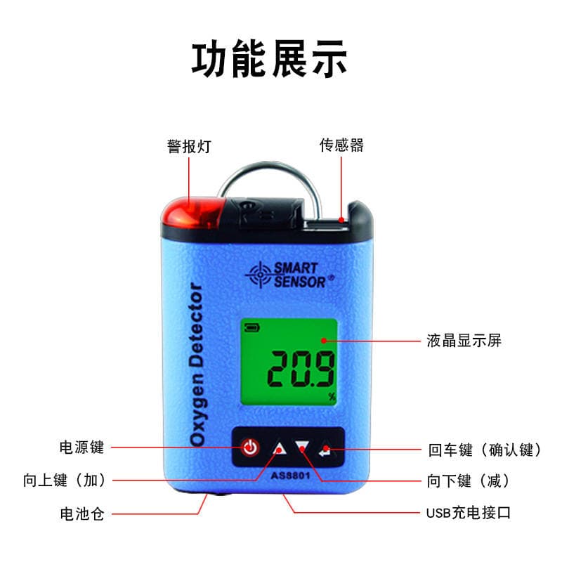 Xima Explosion-Proof Certified Oxygen Detector Indoor and Outdoor Environmental Concentration Alarm Oxygen Concentration Meter As8801 3