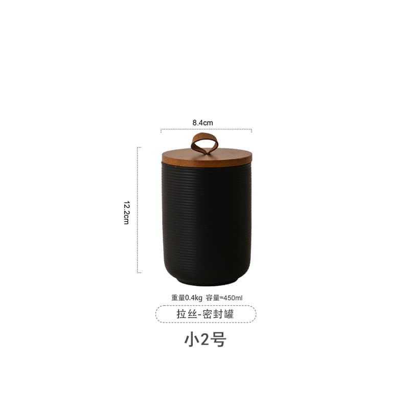Brushed sealed jar-matte black (small portable lid no. 2)