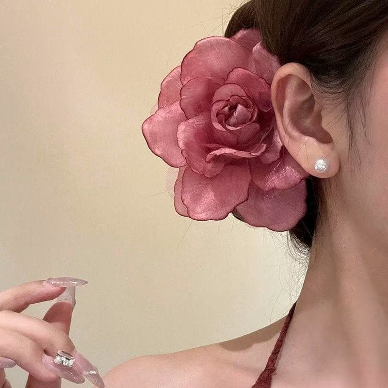 5621 gradient silk flower rose hairpin-red