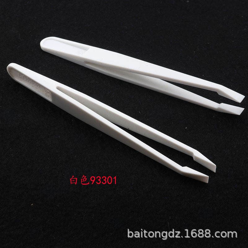 Highly Elastic White Anti-tweezers Flat Head Pointed Elbow New Material Anti-static Plastic Purification Tweezers 93308 Series 2
