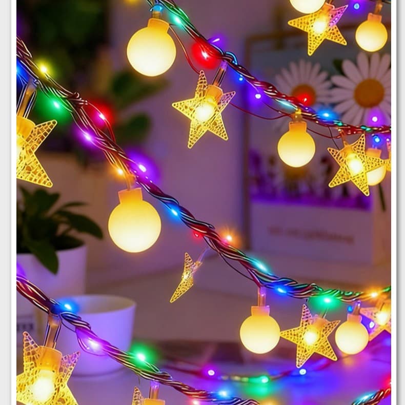 【dual solar powered】star crystal ball lantern (colored lights)