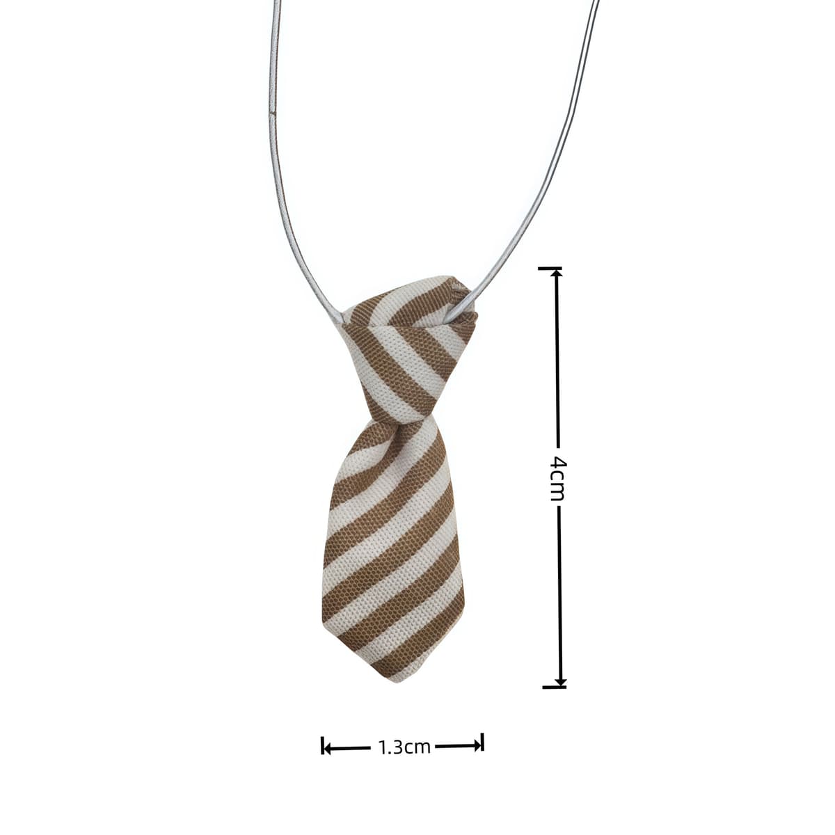 [single stripe] brown and white large tie