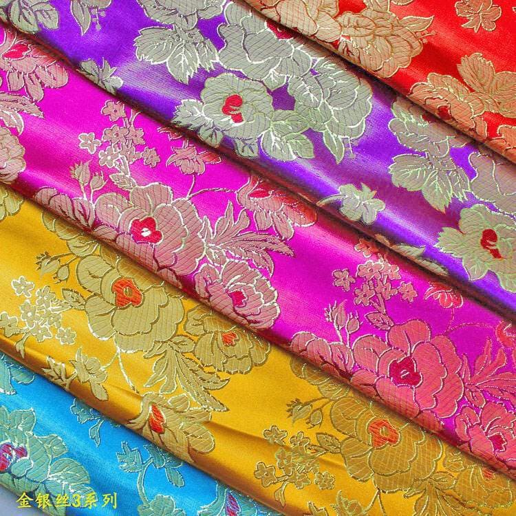 Thickened colorful gold and silver silk handbag cloth 150cm gold thread gold and silver leather fabric five-color brocade jacquard fabric 2