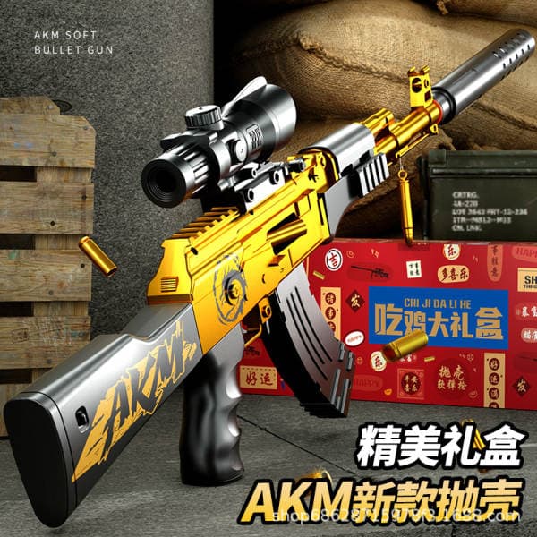 AK47 yumşaq gülləli oyuncaq tapança, uşaqlar üçün, mexaniki sürgü, giliz atan, hücum tüfəngi