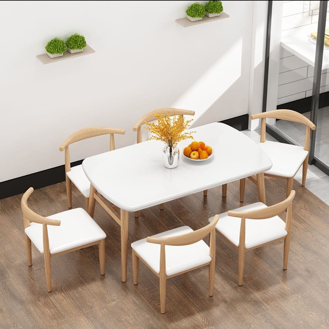 80*140cm white k table (one table and six chairs)