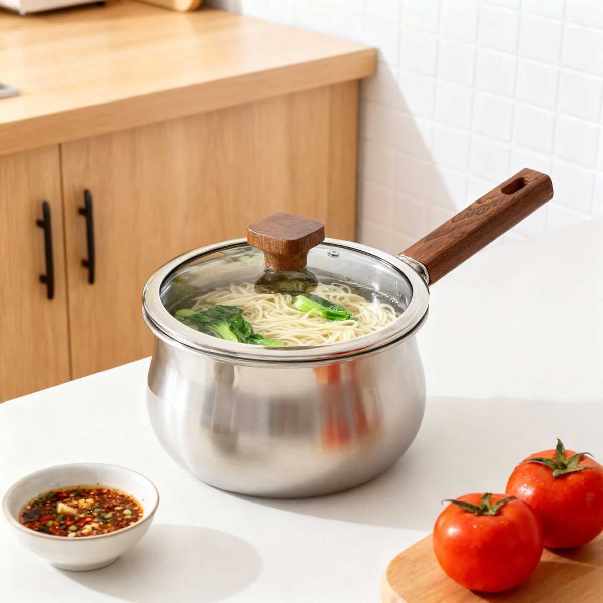 304 Stainless Steel Milk Pot, Non-Stick, Thickened Yukihira Pot, Special Small Pot for Stoves, No Coating, Suitable for One Person to Cook Instant Noodles 3
