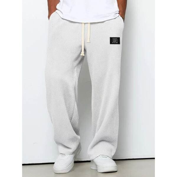 Men's Summer Casual Sports Pants, Straight-Leg, Wide-Leg, Thin, Cool, Loose-Fitting, Breathable, Quick-Dry, Skin-Friendly, Waffle Weave