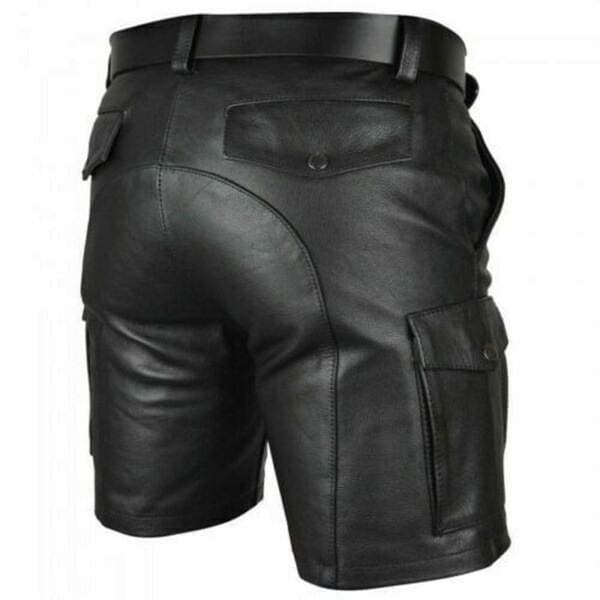 2024 new cross-border wish Amazon best selling European and American solid color PU casual men's short leather pants a generation of PK05 2