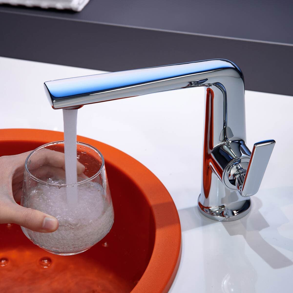 Carefully Selected High-End All-Copper Gun Gray Household Basin Faucet, Simple and Luxurious Style, Under-Counter Basin Hot and Cold Water Faucet 4