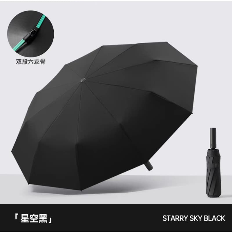 Black - 70 ribs [fully automatic windproof umbrella ribs - extra large & wide, suitable for rain or shine] storm resistant