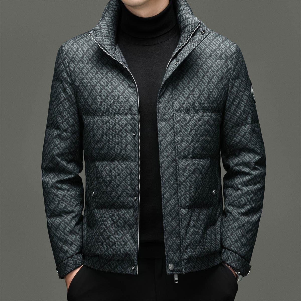 2025 New Winter Men's 90% Duck down Short Thick Warm Long-Sleeve Stand Collar Straight-Cut Jacket 1