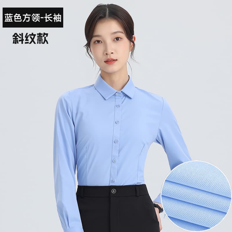 [square collar] blue long sleeves (twill)