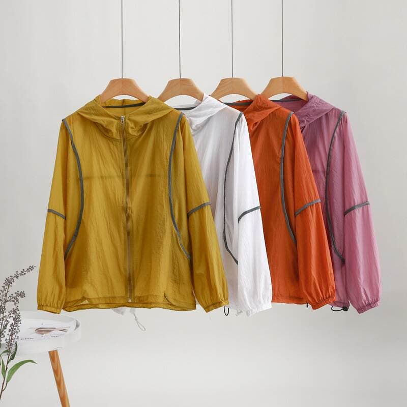 Fashionable Stitching Hooded Large Size Loose Sun Protection Suit Summer Casual Simple Pocket Thin Jacket Lightweight Breathable Outer Wear 4