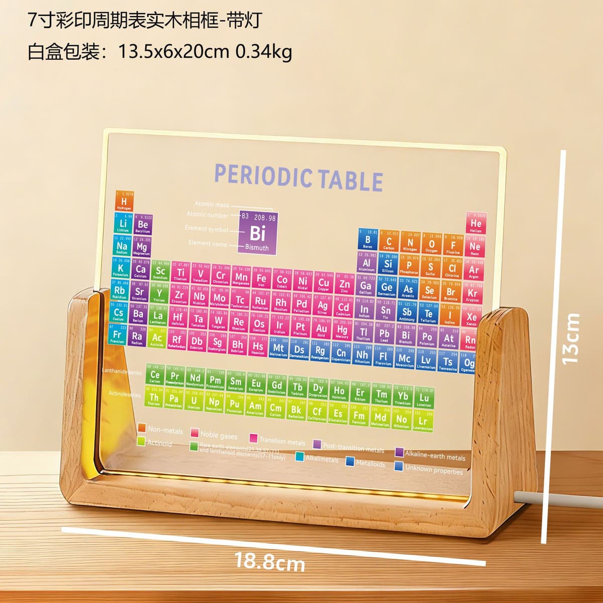 7inch cross-border new color printing periodic table + usb lamp holder
