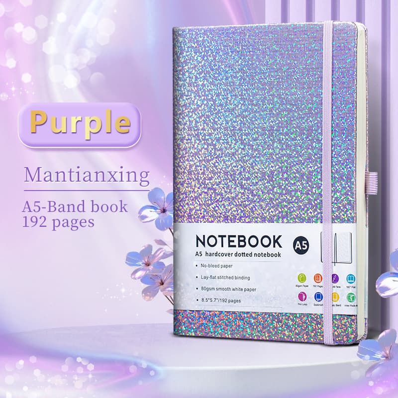 Purple gypsophila a5 strap notebook