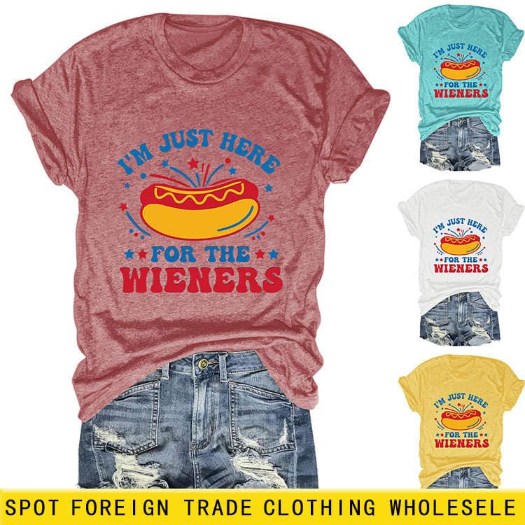 I'M Just Here for the Casual, Fashionable, and Fun Women's Round-Neck Short-Sleeve T-Shirts from the European and American Ebay Independent Sites