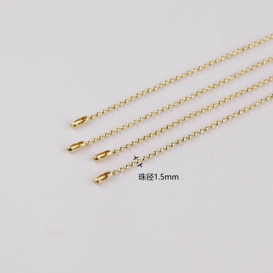1.5MM ultra-incə açıq qızılı muncuq zənciri, DIY əl işi Goka metal asma zənciri, zərgərlik materialı aksessuarları. 5