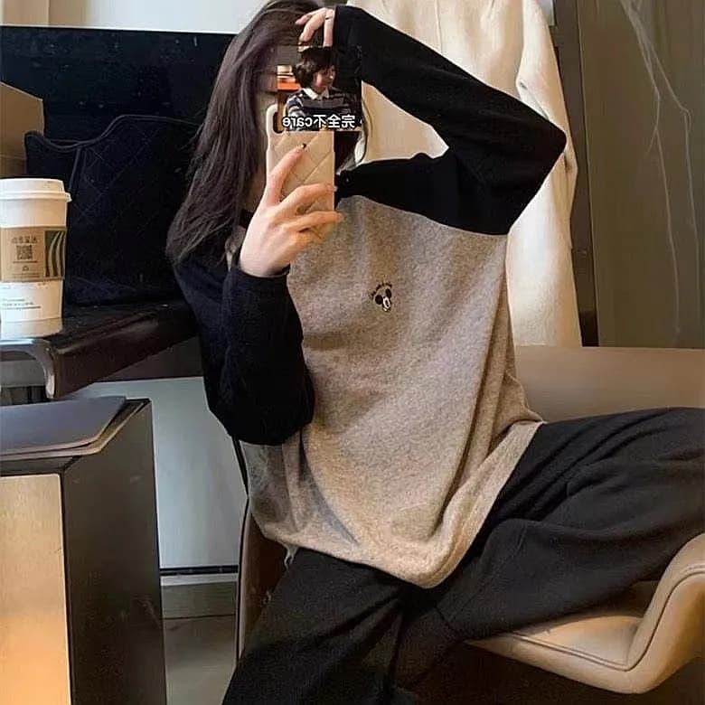 Women's korean style loose fit plus size pajama set (two-piece, random pattern) l (recommended 45-55kg) 20827105