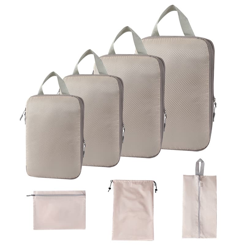 Four-piece set without mesh beige + drawstring pocket + flat pocket + shoe bag