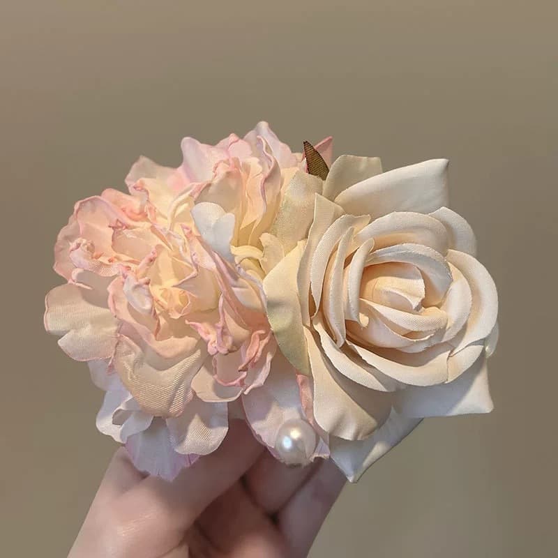 Pink flower hairpin
