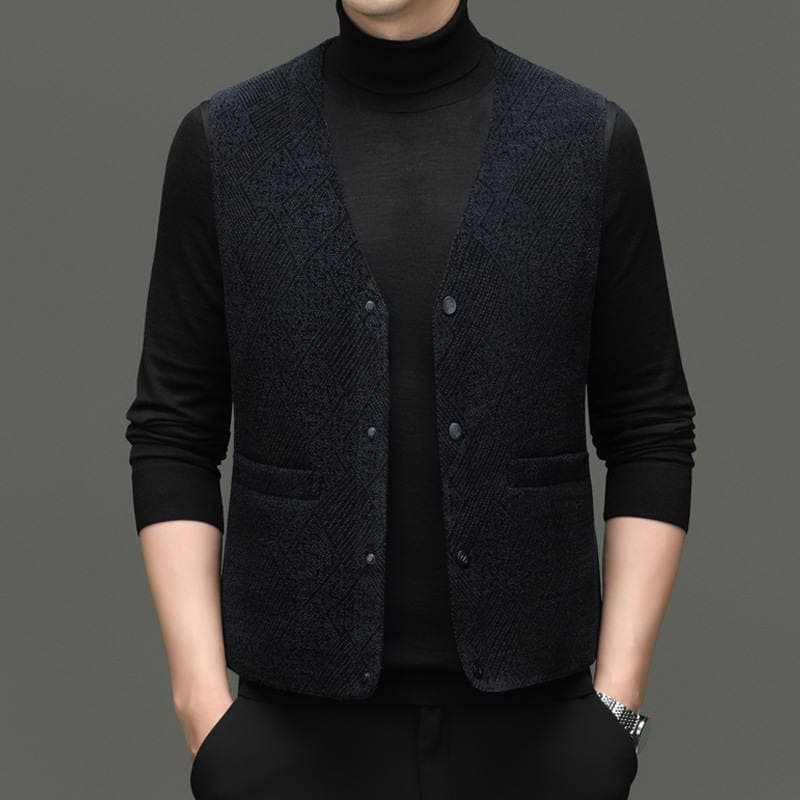 Winter New down Vest Men's Woolen Vest Casual Dad Wear Warm Solid Color White Goose down Vest 4